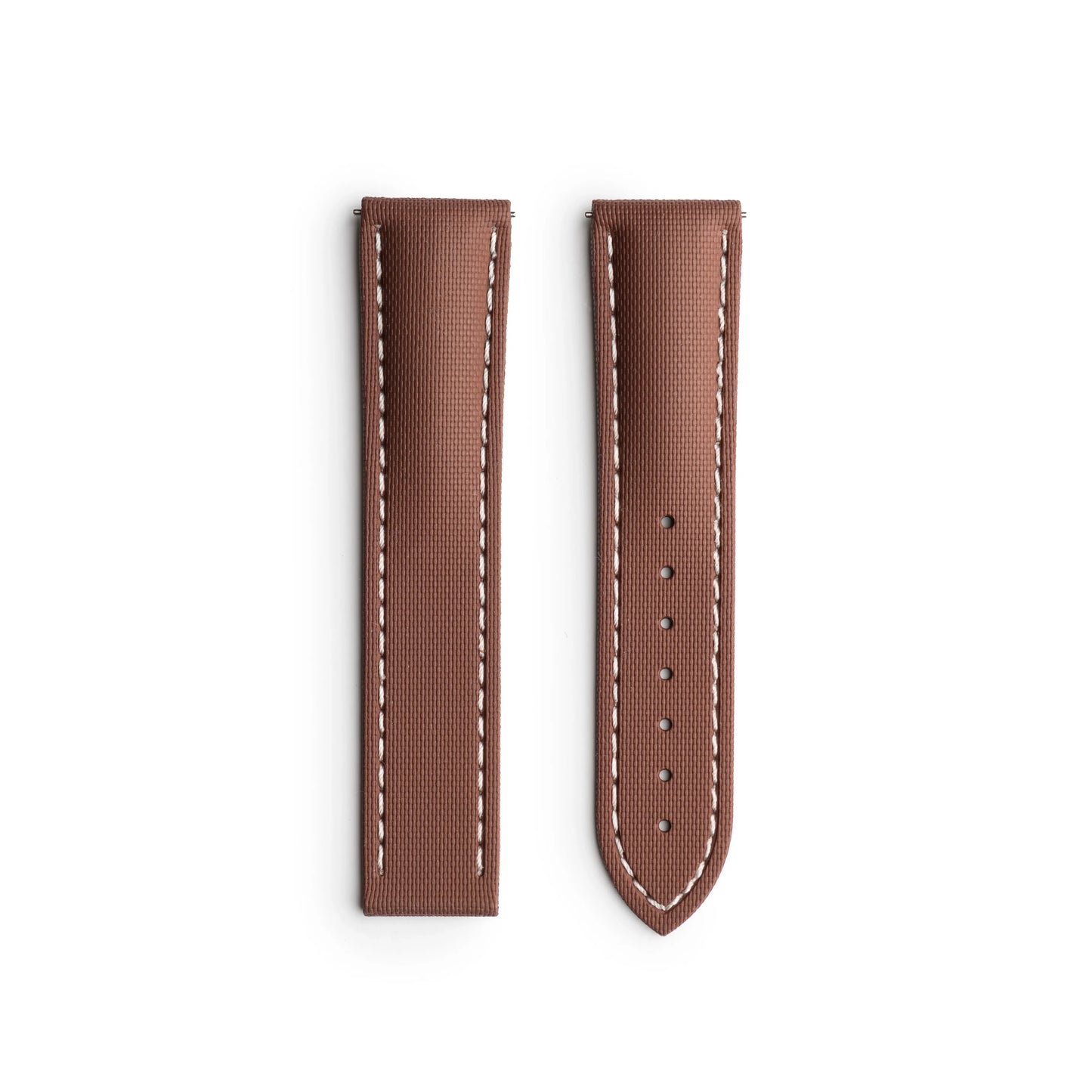 Loop-less™ HydroFlex™ Brown Sailcloth Watch Strap with White Stitching