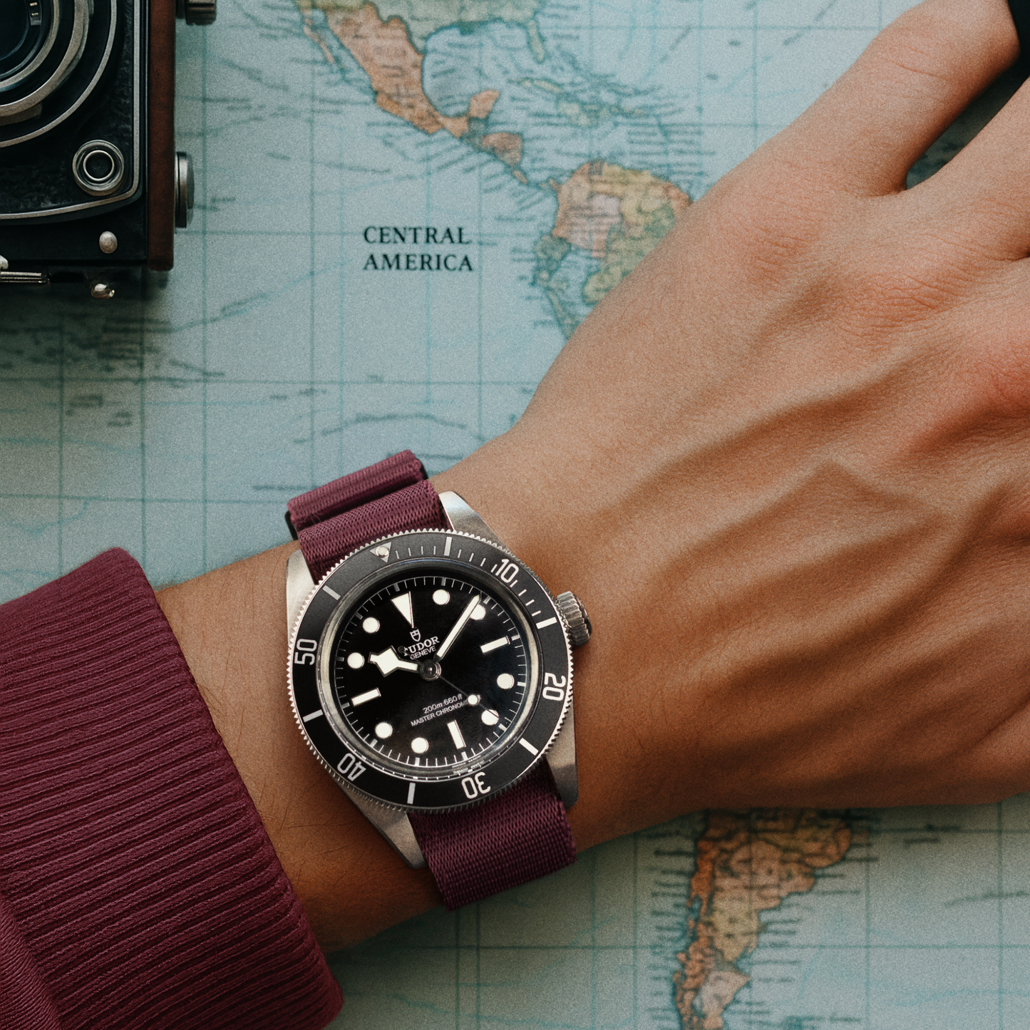 Burgundy Nylon Watch Strap