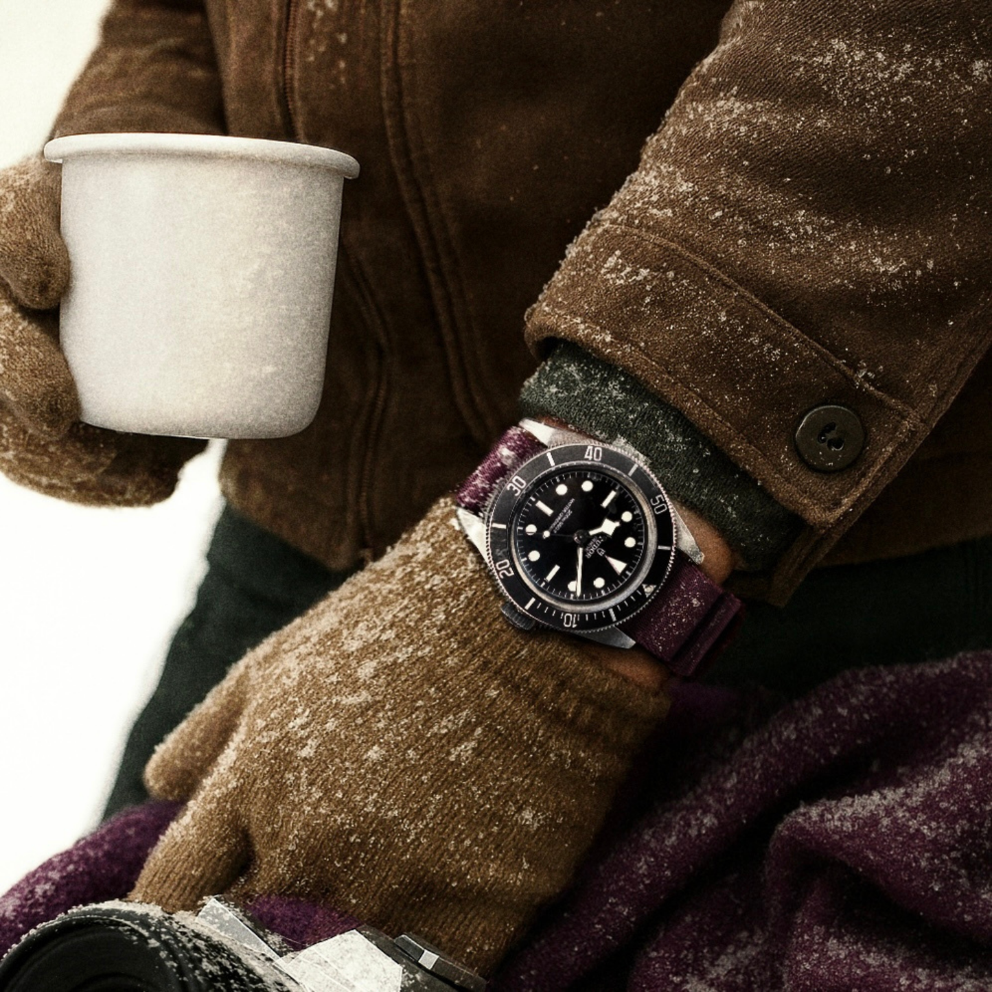 Burgundy Nylon Watch Strap