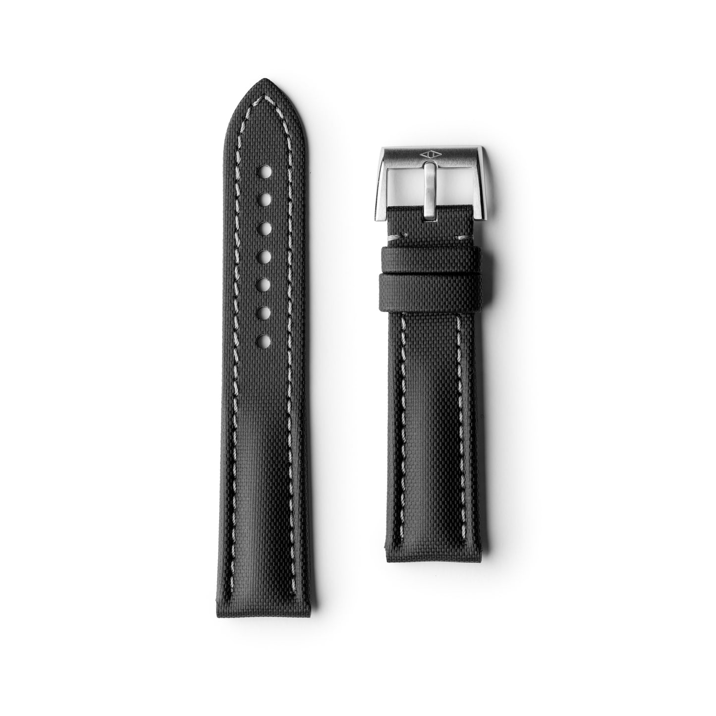 Classic Black Sailcloth Watch Strap with Grey Stitching