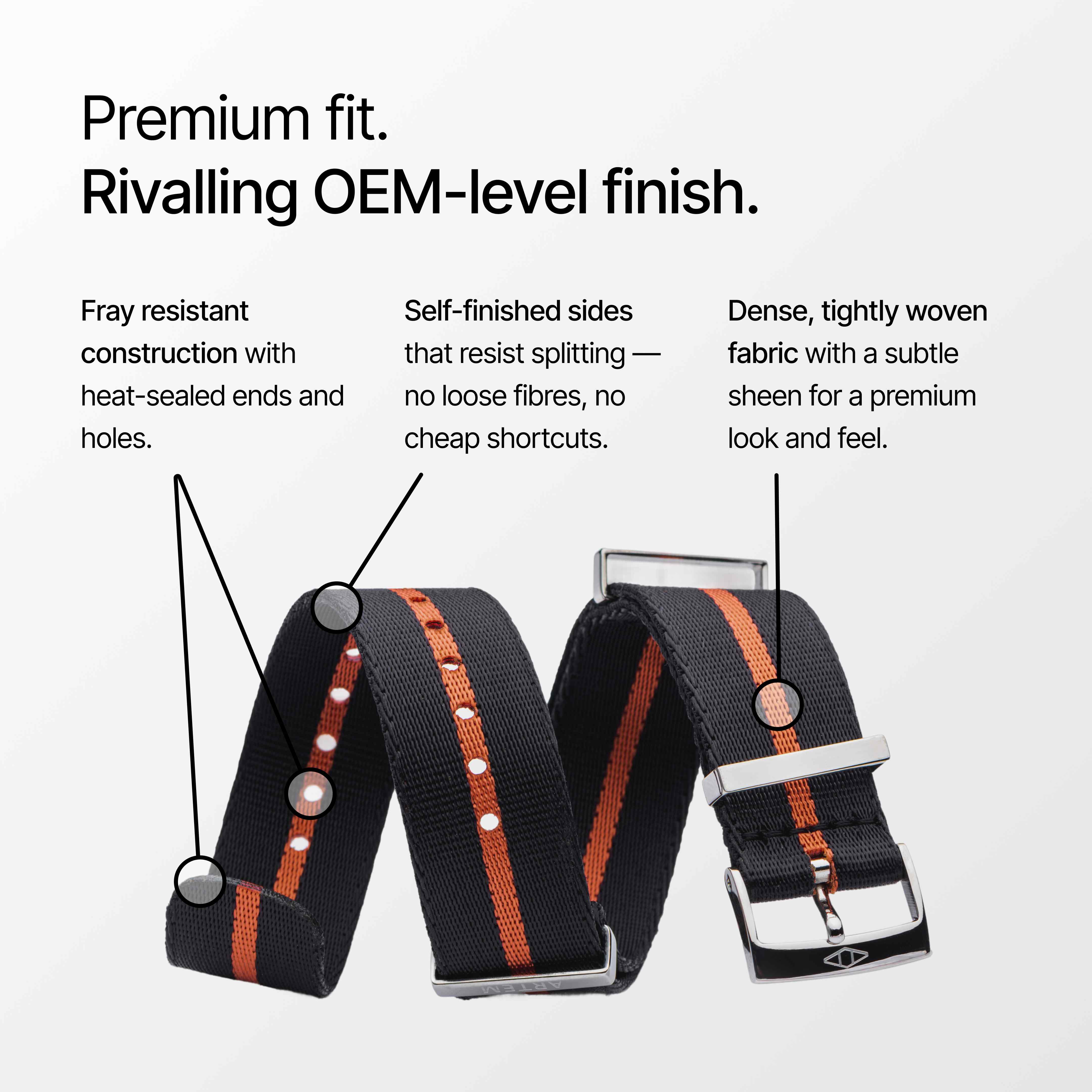 Orange Pin Stripe Nylon Watch Strap