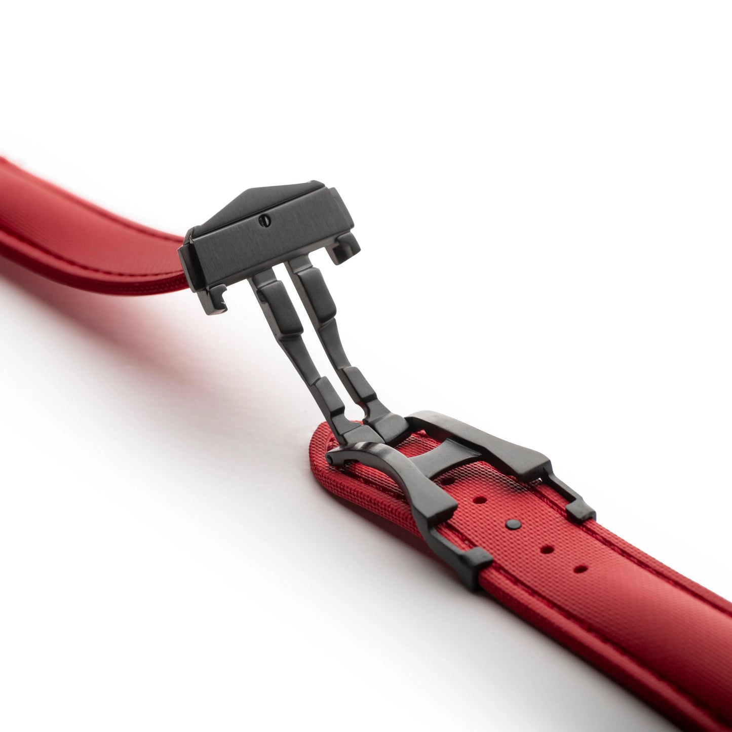 Loop-less™ HydroFlex™ Red Sailcloth Watch Strap with Red Stitching