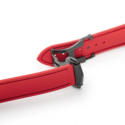 Loop-less™ HydroFlex™ Red Sailcloth Watch Strap with Red Stitching