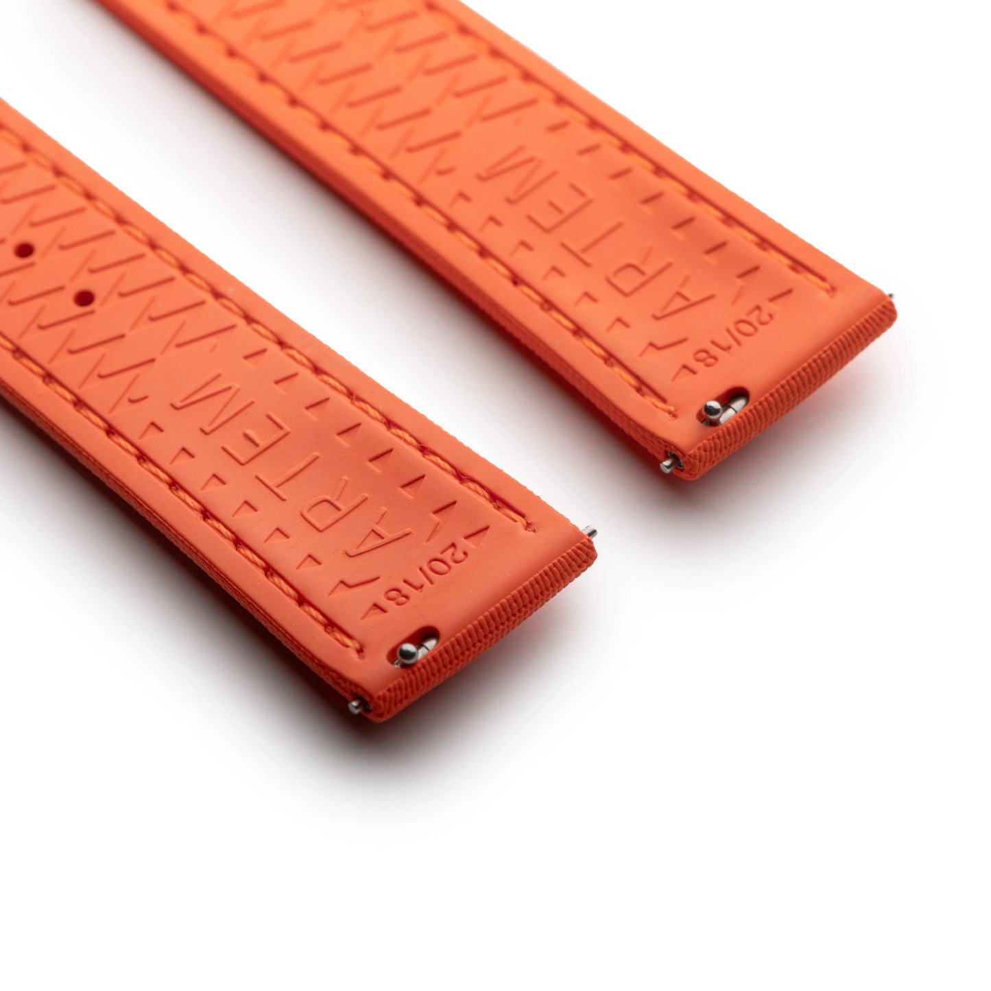 Loop-less™ HydroFlex™ Orange Sailcloth Watch Strap with Orange Stitching