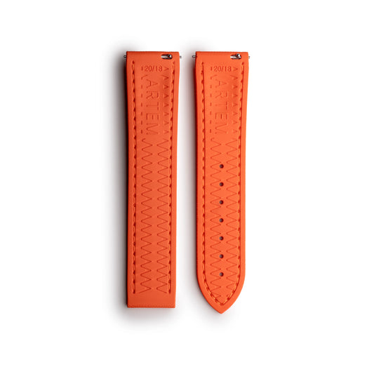 Loop-less™ HydroFlex™ Orange Sailcloth Watch Strap with Orange Stitching