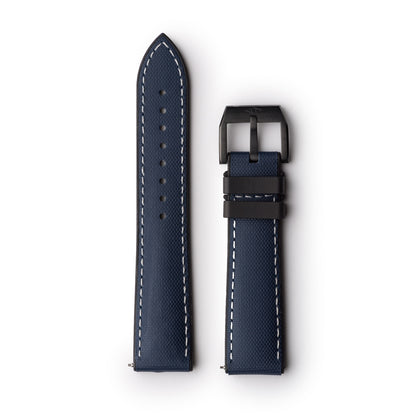 HydroFlex™ Navy Blue Hybrid FKM Watch Strap With White Stitching