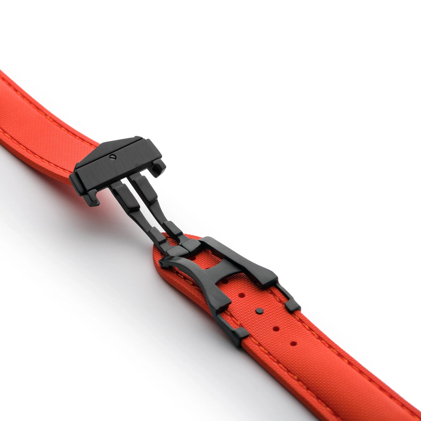 Loop-less™ HydroFlex™ Orange Sailcloth Watch Strap with Orange Stitching