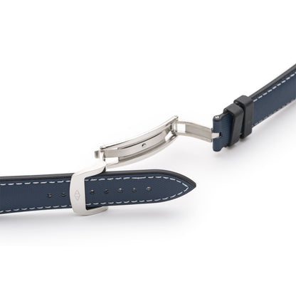 HydroFlex™ Navy Blue Hybrid FKM Watch Strap With White Stitching