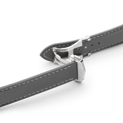 Loop-less™ HydroFlex™ Grey Sailcloth Watch Strap with White Stitching