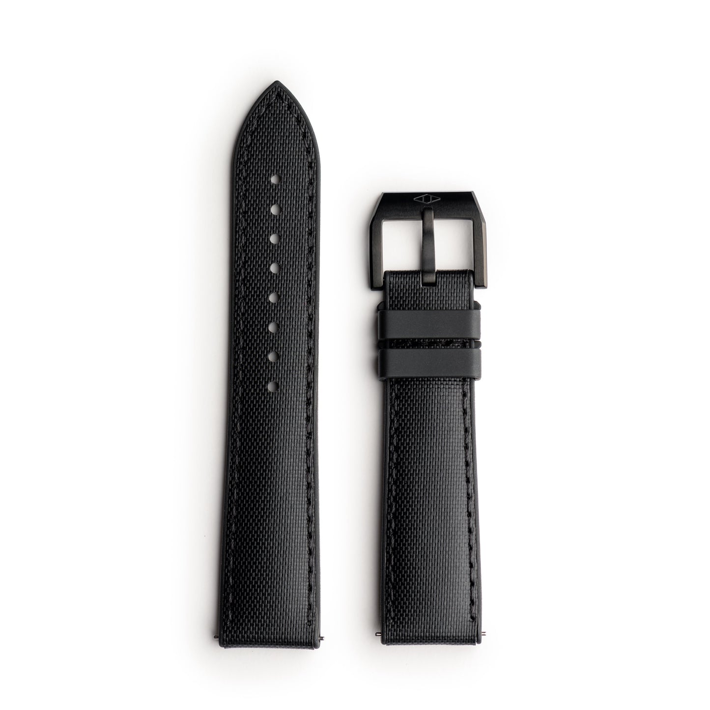 HydroFlex™ Black Hybrid FKM Watch Strap With Black Stitching