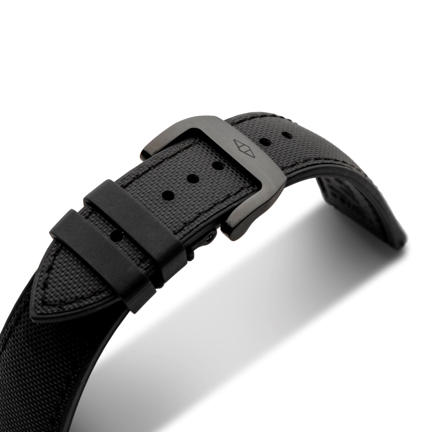 HydroFlex™ Black Hybrid FKM Watch Strap With Black Stitching