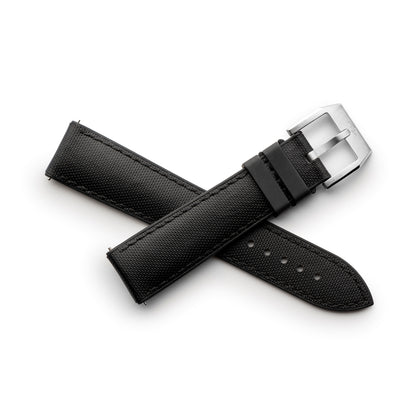 HydroFlex™ Black Hybrid FKM Watch Strap With Black Stitching