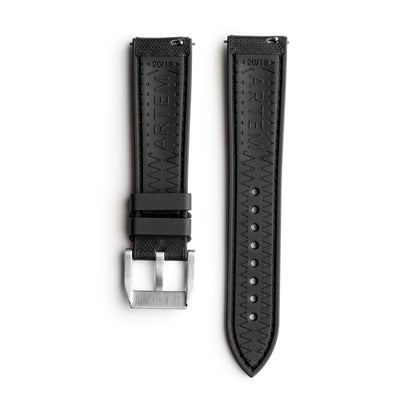 HydroFlex™ Black Hybrid FKM Watch Strap With Black Stitching