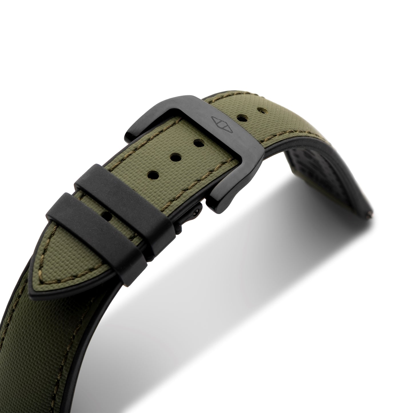 HydroFlex™ Khaki Green Hybrid FKM Watch Strap With Green Stitching