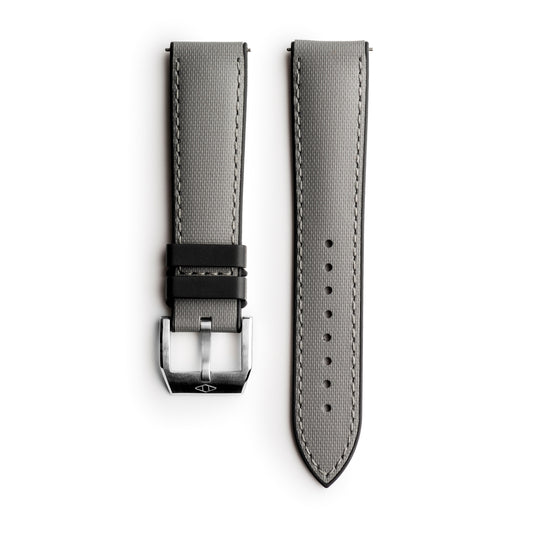 HydroFlex™ Grey Hybrid FKM Watch Strap With Grey Stitching