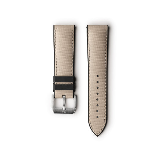 HydroFlex™ Sand Beige Hybrid FKM Watch Strap With White Stitching