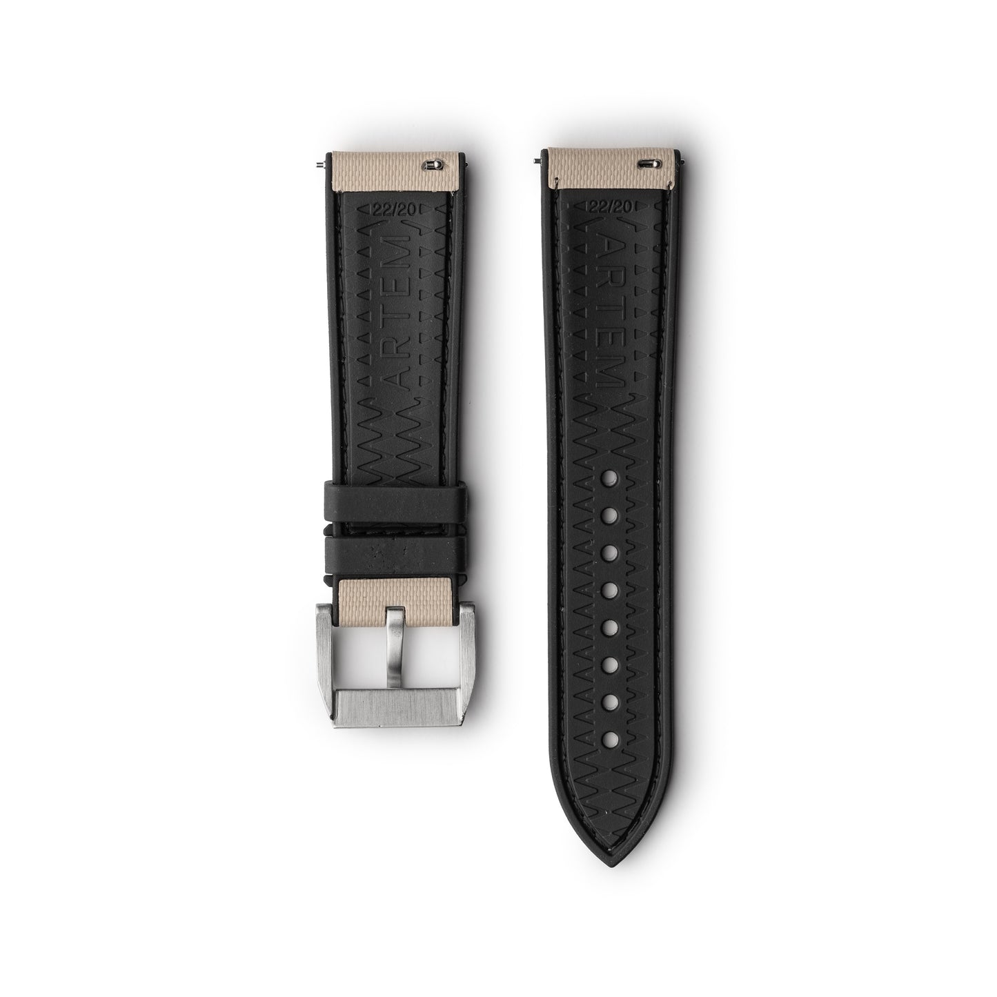 HydroFlex™ Sand Beige Hybrid FKM Watch Strap With White Stitching