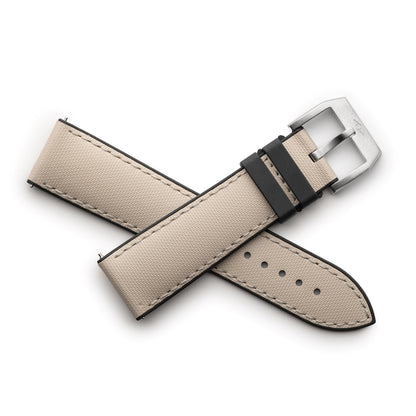 HydroFlex™ Sand Beige Hybrid FKM Watch Strap With White Stitching