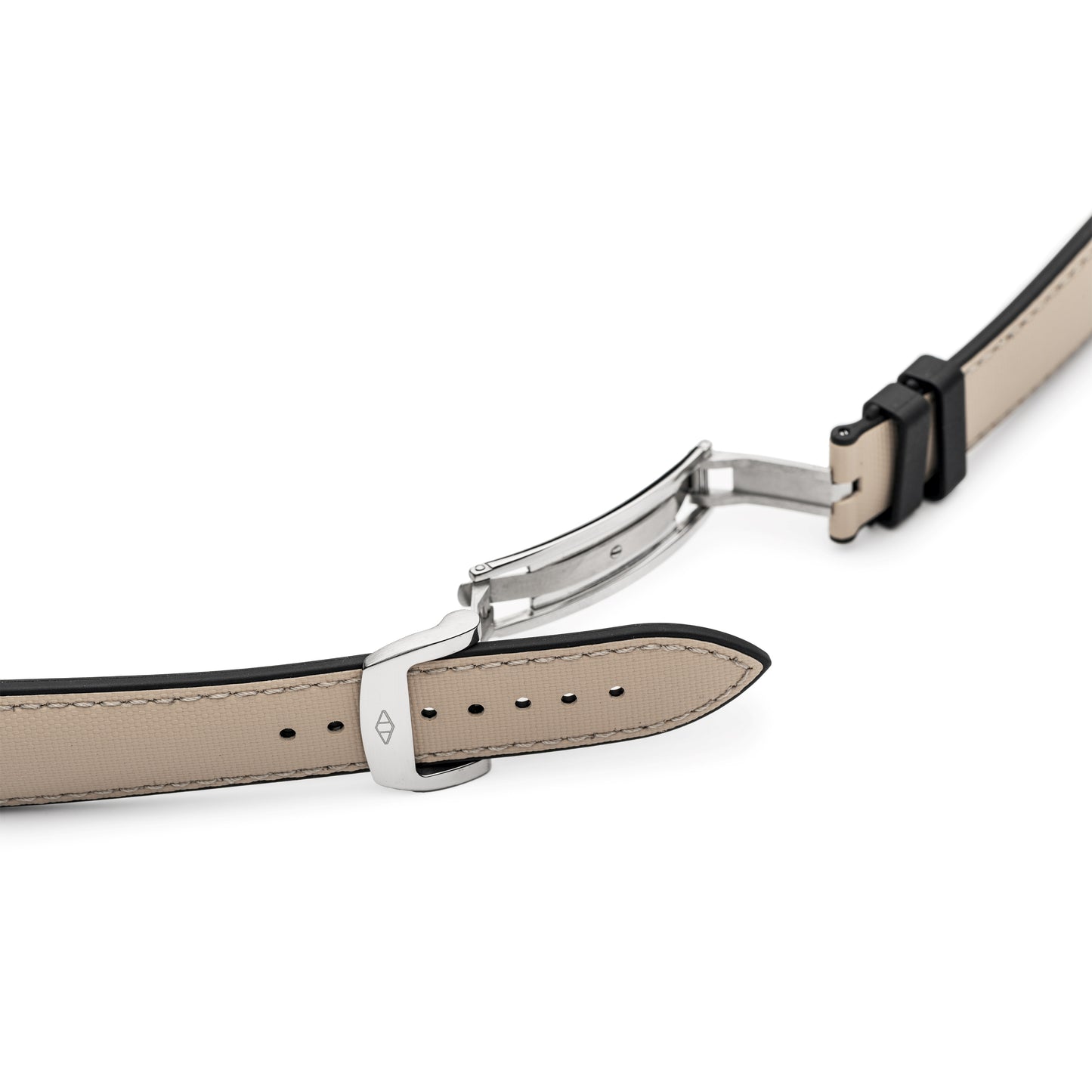 HydroFlex™ Sand Beige Hybrid FKM Watch Strap With White Stitching