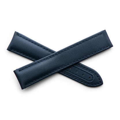 Loop-Less™ Navy Blue Sailcloth Watch Strap with Navy Blue Stitching