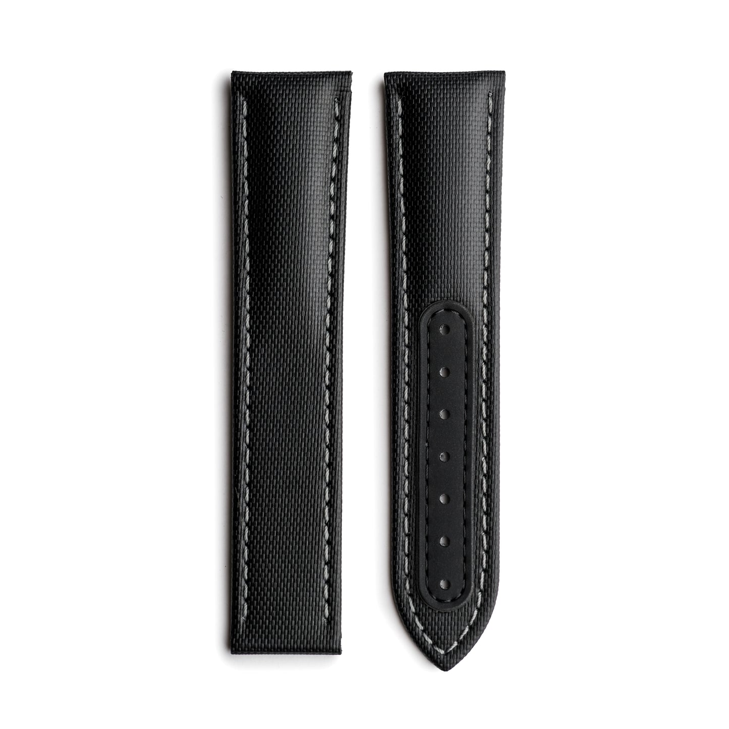 Loop-Less™ Black Sailcloth Watch Strap with Grey Stitching