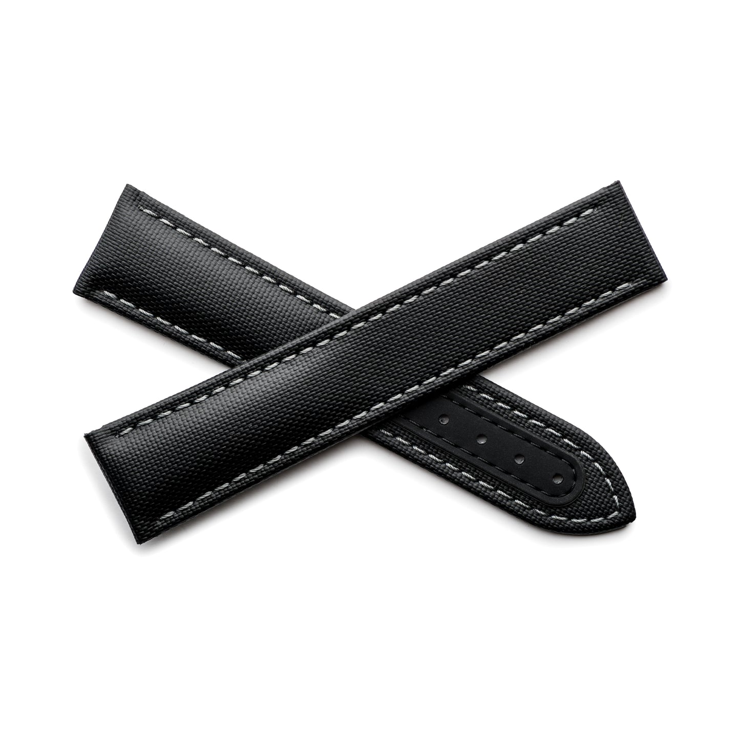 Loop-Less™ Black Sailcloth Watch Strap with Grey Stitching