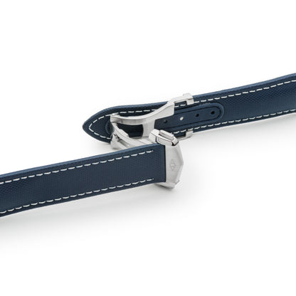 Loop-Less™ Navy Blue Sailcloth Watch Strap with White Stitching