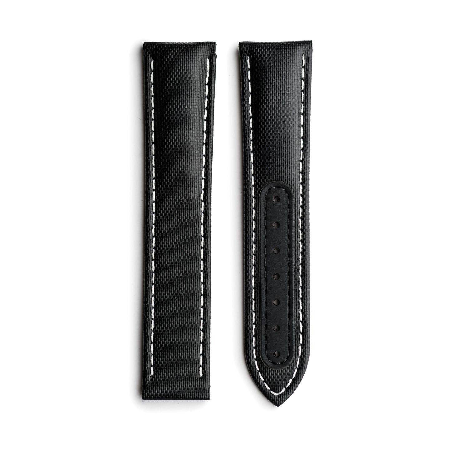 Loop-Less™ Black Sailcloth Watch Strap with White Stitching