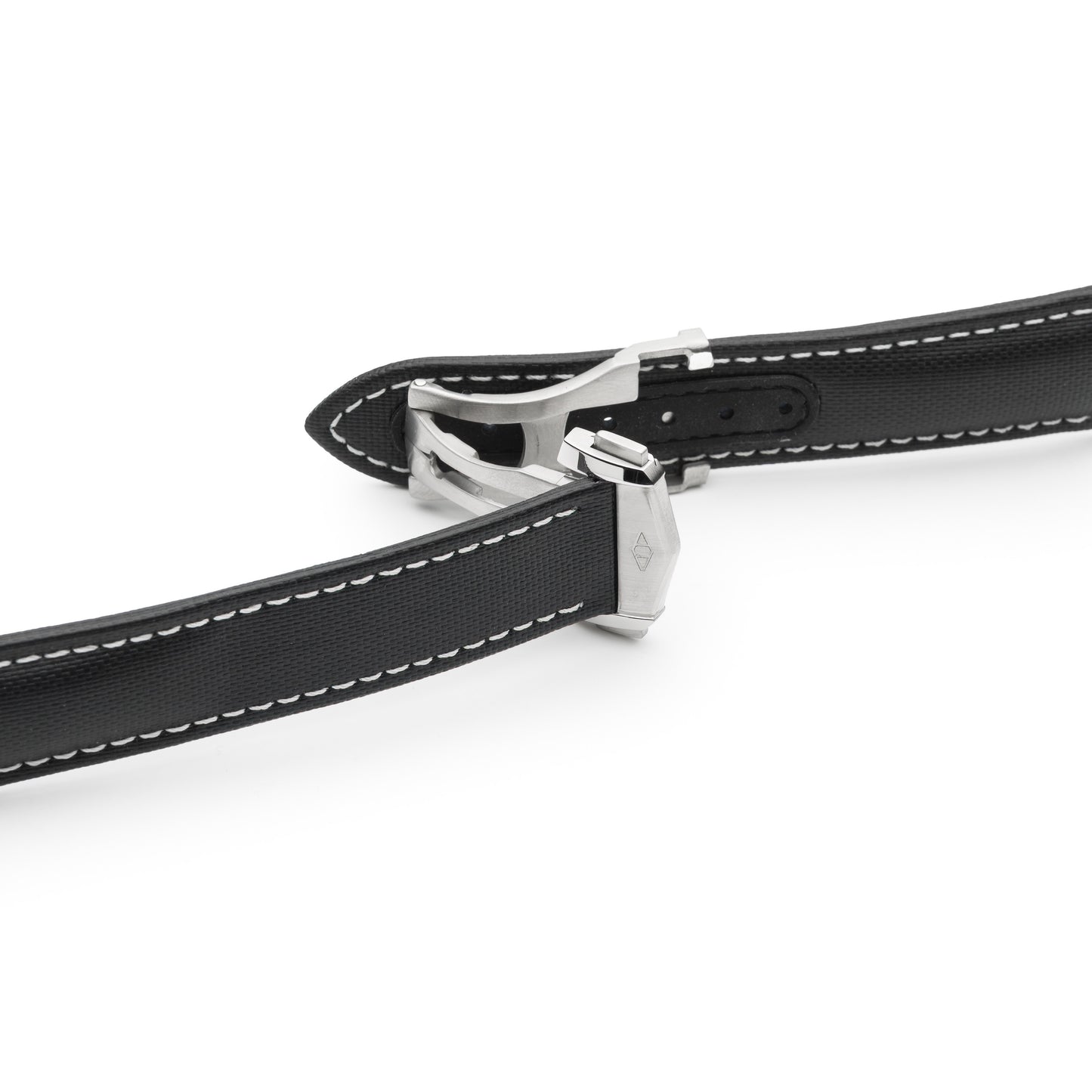 Loop-Less™ Black Sailcloth Watch Strap with White Stitching