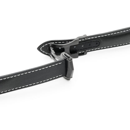 Loop-Less™ Black Sailcloth Watch Strap with White Stitching