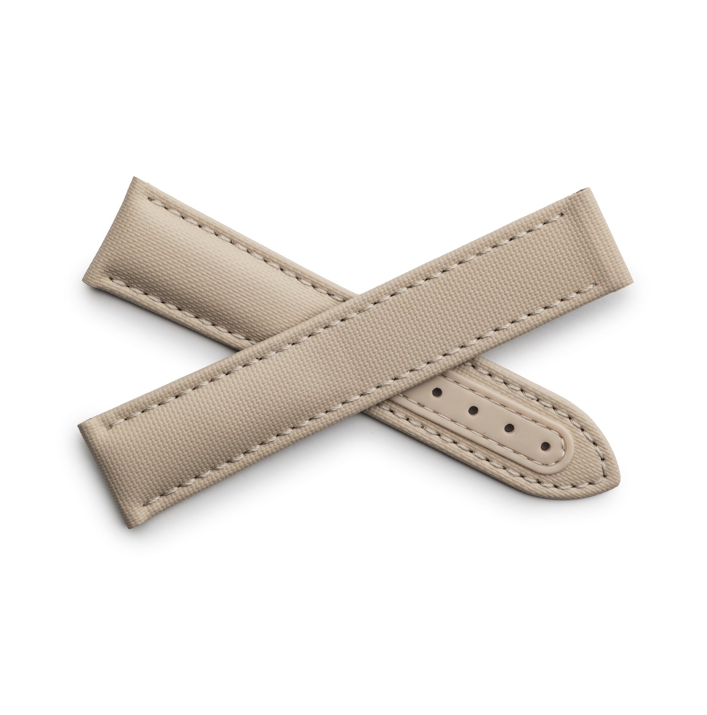 Loop-less™ Sand Beige Sailcloth Watch Strap with White Stitching