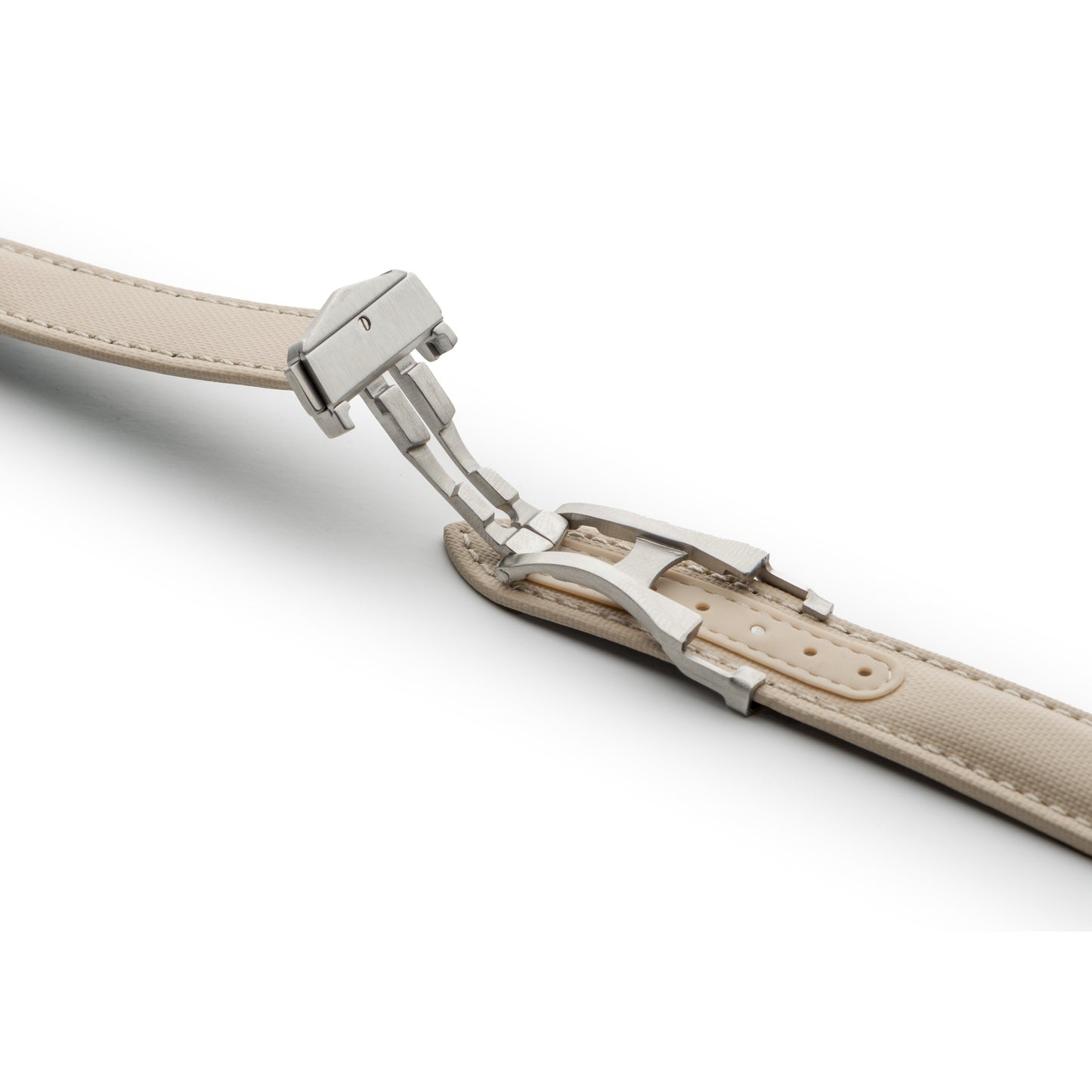 Loop-less™ Sand Beige Sailcloth Watch Strap with White Stitching