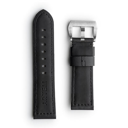 Pam Style Black Sailcloth Watch Strap with White Stitching