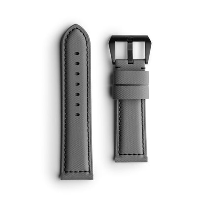 Pam Style Grey Sailcloth Watch Strap with Black Stitching