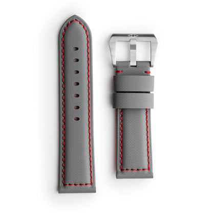 Pam Style Grey Sailcloth Watch Strap with Red Stitching