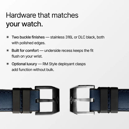 HydroFlex™ Navy Blue Hybrid FKM Watch Strap With Blue Stitching
