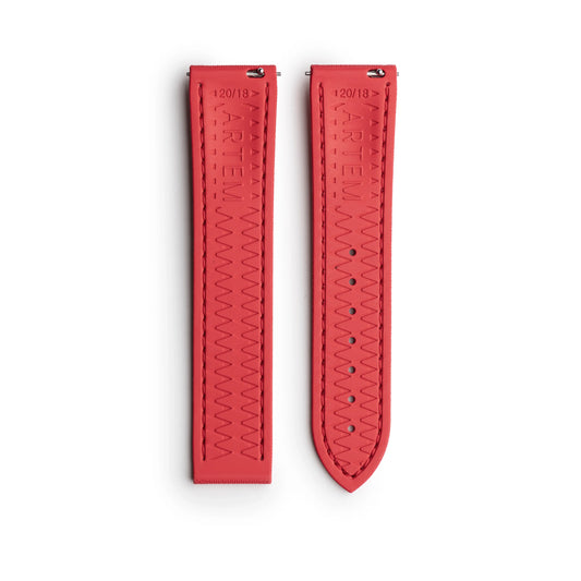 Loop-less™ HydroFlex™ Red Sailcloth Watch Strap with Red Stitching