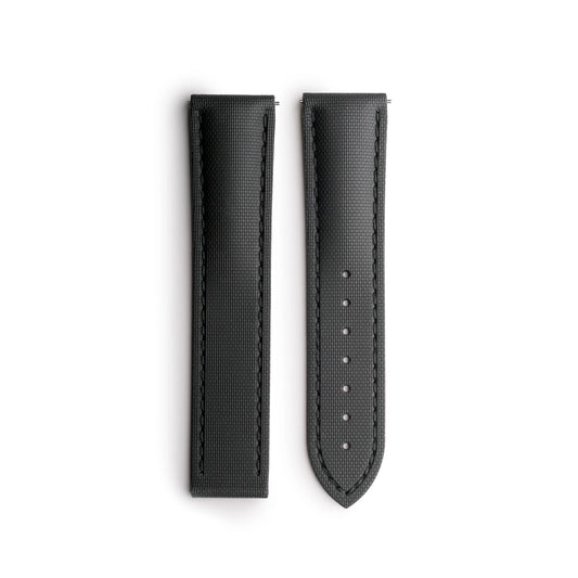 Loop-less™ HydroFlex™ Black Sailcloth Watch Strap with Black Stitching